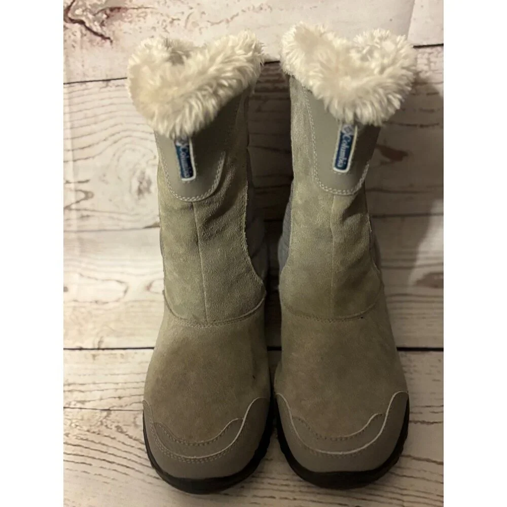 Columbia Gray Suede Fur Top Winter Warm Snow Boots Women’s Size 6